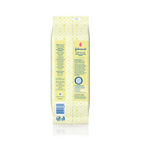 JOHNSON'S® HEAD-TO-TOE® cleansing cloths ingredients 